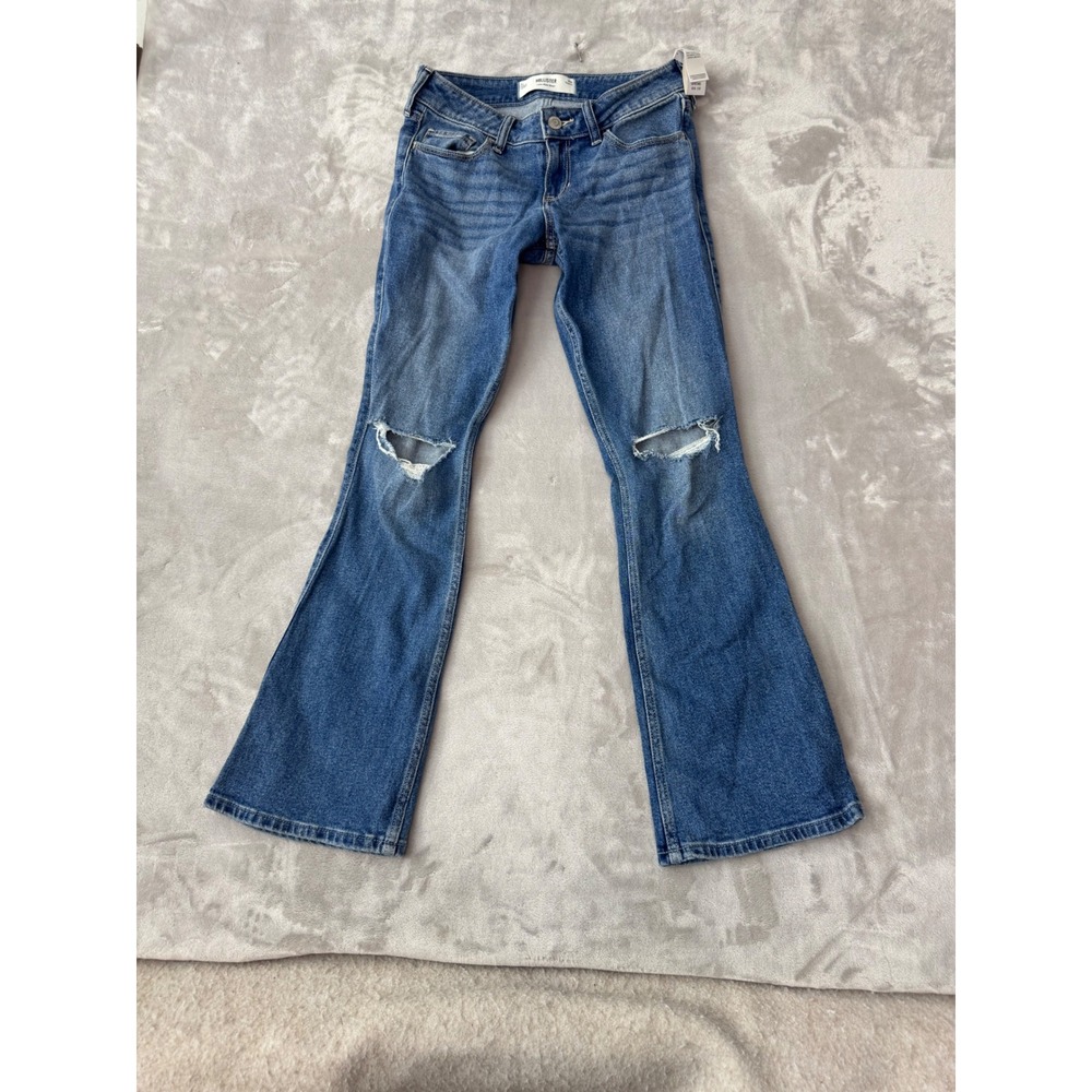Hollister Low-Rise Bootcut Distressed Jeans Medium Wash W26 2R New